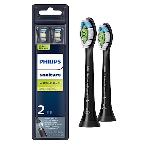 Philips Sonicare Genuine W DiamondClean Toothbrush Heads, 2 Brush Heads, Black, HX6062/95