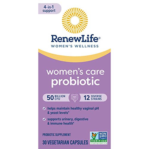 Renew Life Probiotics for Women, 50 Billion CFU Guaranteed, Probiotic Supplement for Digestive, Vaginal & Immune Health, Shelf Stable, Soy, Dairy & Gluten Free, 60 Capsules