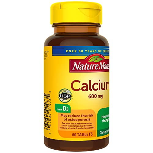 Nature Made Calcium 600 mg with Vitamin D3, Dietary Supplement for Bone Support, 60 Tablets