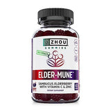 Zhou Nutrition Elder-Mune Sambucus Elderberry Gummies with Zinc and Vitamin C for Kids & Adults (Age 4+) Immune Support with Antioxidants, Vegan, Gluten Free, Non-GMO, 30 Servings, 60 Gummies