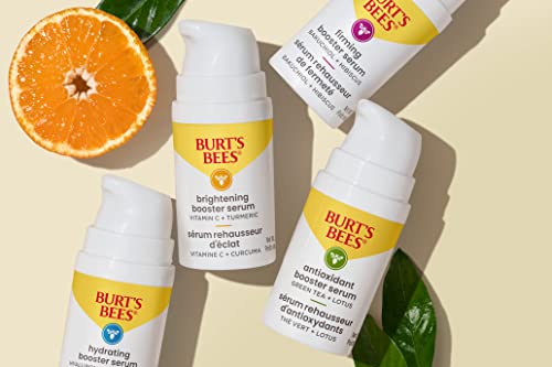 Burts Bees Vitamin C Turmeric Face Serum, Brightens Skin & Visibly Reduces Dark Spots, Fine Lines & Wrinkles, Naturally Hydrating, Lightweight - Brightening Booster Serum (1 oz)