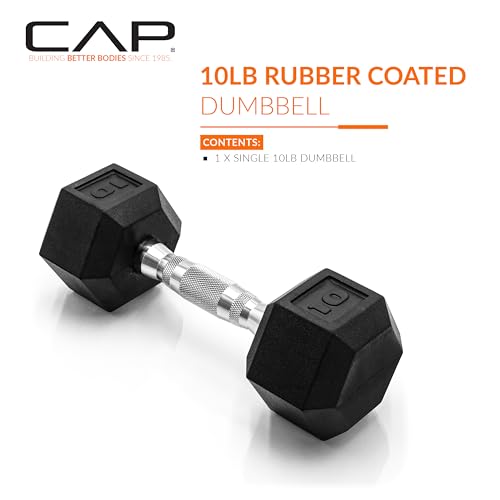 CAP Barbell 10 LB Coated Hex Dumbbell Weight, New Edition