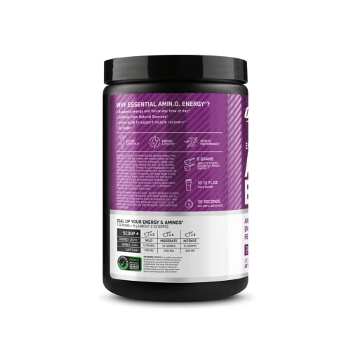 Optimum Nutrition Amino Energy - Pre Workout with Green Tea, BCAA, Amino Acids, Keto Friendly, Green Coffee Extract, Energy Powder - Blueberry Lemonade, 30 Servings (Packaging May Vary)