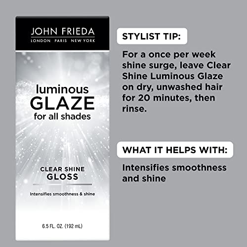 John Frieda Luminous Glaze Clear Shine Hair Gloss, Anti-Fade, Color Enriching Gloss, Safe for Color Treated Hair, 6.5 oz (Pack of 2)