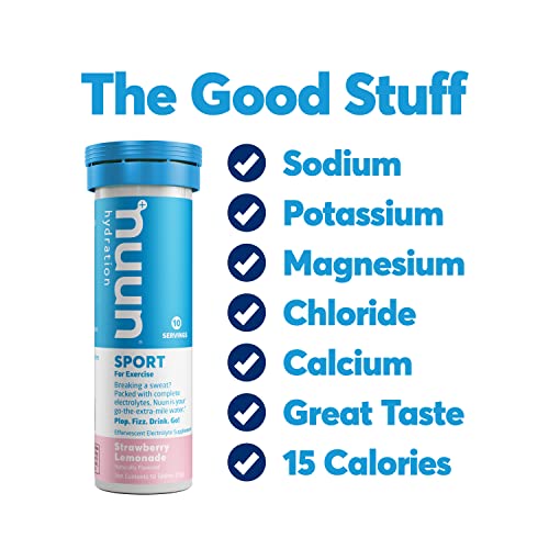 Nuun Sport Electrolyte Tablets for Proactive Hydration, Lemon Lime, 4 Pack (40 Servings)