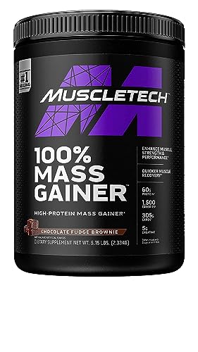 Mass Gainer MuscleTech 100% Mass Gainer Protein Powder Protein Powder for Muscle Gain Whey Protein + Muscle Builder Creatine Supplements Vanilla, 5.15 Pound (Pack of 1)