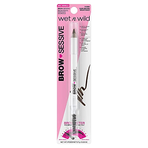 Eyebrow Pencil By Wet n Wild Brow-Sessive Brow Makeup Pencil Liner Blending Brush, Precise, Fine Tip, Shapes, Defines, Fills, Medium Brown