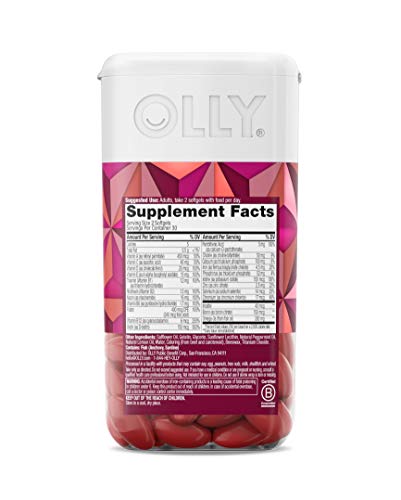 OLLY Ultra Womens Multi Softgels, Overall Health and Immune Support, Omega-3s, Iron, Vitamins A, D, C, E, B12, Daily Multivitamin, 30 Day Supply - 60 Count