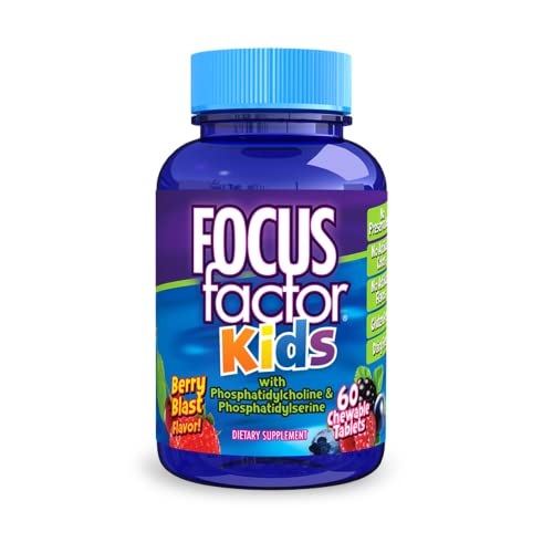 Focus Factor Kids Complete Daily Chewable Vitamins Multivitamin & Neuro Nutrient (Brain Function) w/Vitamin B12, C, D3-60 Count