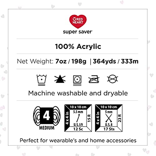 Red Heart Super Saver Yarn, 3 Pack, White 3 Count