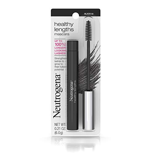 Neutrogena Healthy Lengths Mascara for Stronger, Longer Lashes, Clump-, Smudge- and Flake-Free Mascara with Olive Oil, Vitamin E and Rice Protein, Black 02.21 oz