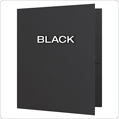 Oxford Twin-Pocket Folders, Textured Paper, Letter Size, Black, Holds 100 Sheets, Box of 25 (57506EE)