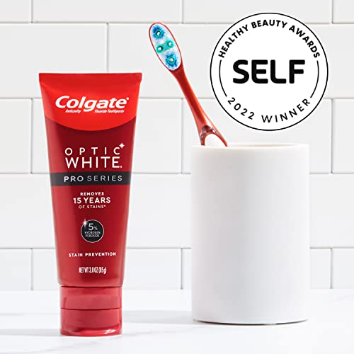 Colgate Optic White Pro Series Whitening Toothpaste with 5% Hydrogen Peroxide, Stain Prevention, 3 Oz Tube