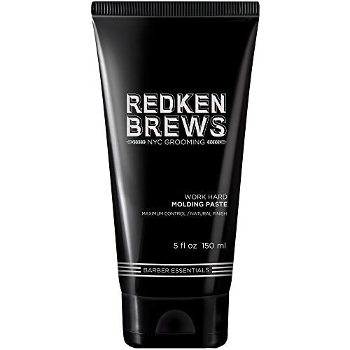 Redken Hair Gel, Molding Paste, Hair Paste for Men, Strong Hold, Maximum Control, Long-lasting Natural Finish, Keeps Style Flexible, Brews, 5 fl.oz./150ml