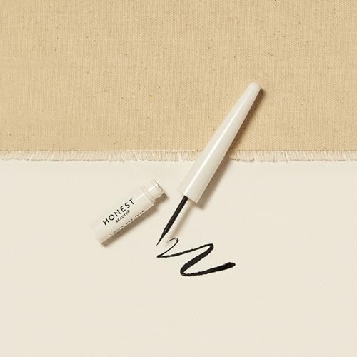 Honest Beauty Longlasting Vegan Liquid Eyeliner | Smudge + Flake Proof, Precise Application | Hypoallergenic, Plant-Derived, EWG Verified + Cruelty Free | Black, 0.58 fl oz