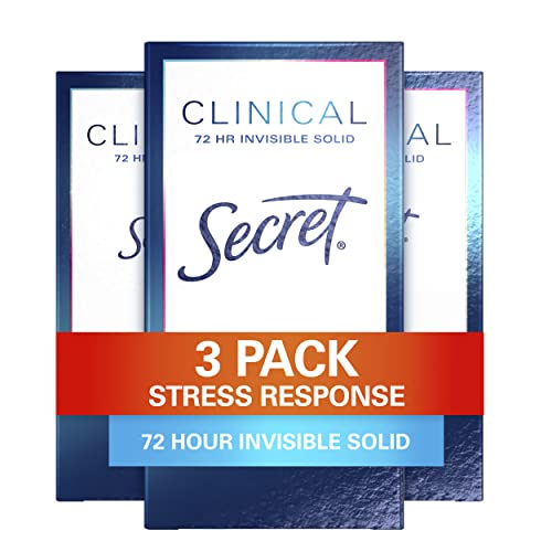 Secret Antiperspirant Clinical Strength Deodorant for Women, 72 Hr Sweat Protection Invisible Solid, Free & Sensitive Unscented, 1.6 Ounce (Pack of 3)