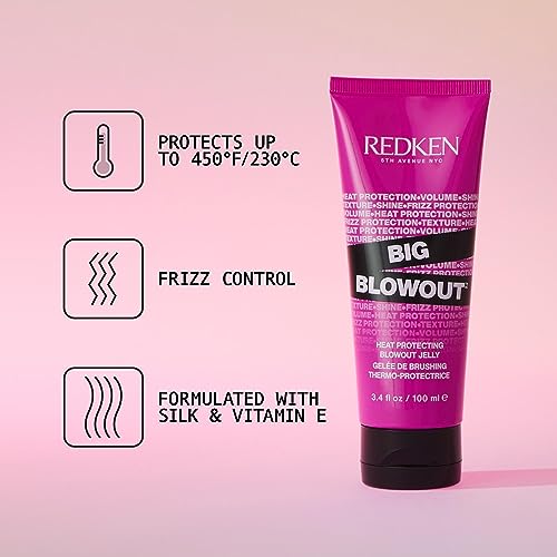 Redken Blow-dry Gel, Heat Protection Jelly Serum, Offers Shine and Texture, Frizz Control, For All Hair Types, Volume for Fine Hair, Big Blowout, 100ml