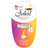 BIC Soleil Smooth Colors Women's Disposable Razors With Aloe Vera and vitamin E Lubricating Strip for Enhanced Glide, With 3 Blades, 14 Count