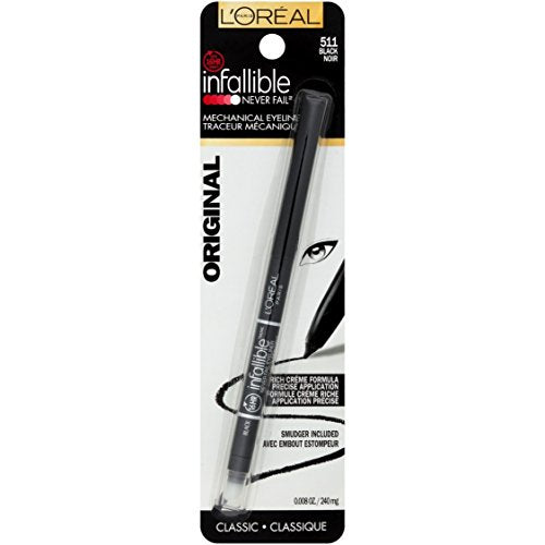 L'Oreal Paris Makeup Infallible Never Fail Original Mechanical Pencil Eyeliner with Built in Sharpener, Black Brown, 2 Count