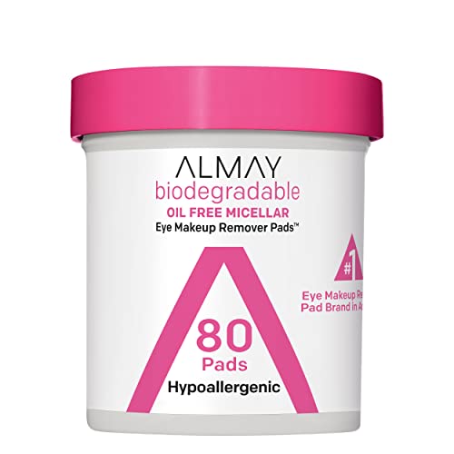 Almay Makeup Remover Pads, Micellar Gentle, Longwear & Waterproof, Hypoallergenic, Fragrance Free, Dermatologist & Ophthalmologist Tested, 120 Pads (Pack of 1)