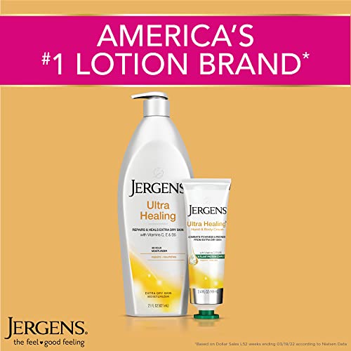 Jergens Ultra Healing Dry Skin Moisturizer, Travel Size Body and Hand Lotion, for Extra Dry Skin, Use After Washing Hands, HYDRALUCENCE blend, Vitamins C, E, B5, 1 Fl Oz (Pack of 24)