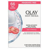 Olay Daily Facials, Daily Clean Makeup Removing Facial Cleansing Wipes, 5-in-1 Water Activated Cloths, Exfoliates, Tones and Hydrates Skin, 66 count