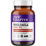 New Chapter Wholemega Fish Oil Supplement - Wild Alaskan Salmon Oil with Omega-3 + Vitamin D3 + Astaxanthin + Sustainably Caught - 120 ct, 1000mg Softgels