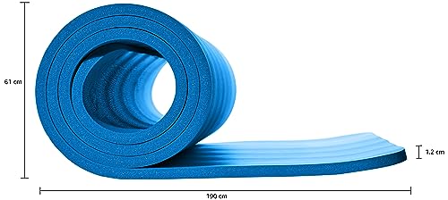 Amazon Basics Extra Thick Exercise Yoga Gym Floor Mat with Carrying Strap, Cyan, 74 x 24 x .5 Inches