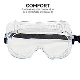 Neiko 53874A Clear Protective Lab Safety Goggles Chemistry, Scientific, Construction Goggles, Contractor Work, Woodworking, Anti-Fog and Splash, Includes Ventilation and for Men and Women