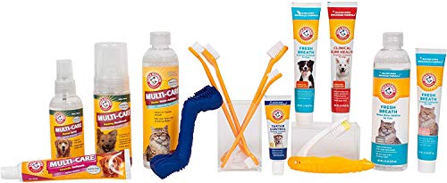 Arm & Hammer for Pets Tartar Control Kit for Dogs | Contains Toothpaste, Toothbrush & Fingerbrush | Reduces Plaque & Tartar Buildup, 3-Piece Kit, Banana Mint Flavor