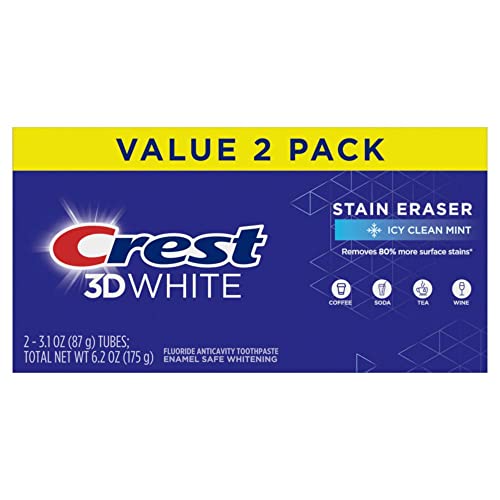 Crest 3D White Toothpaste, Advanced Luminous Mint, Teeth Whitening Toothpaste, 3.7 Oz (Pack of 4)