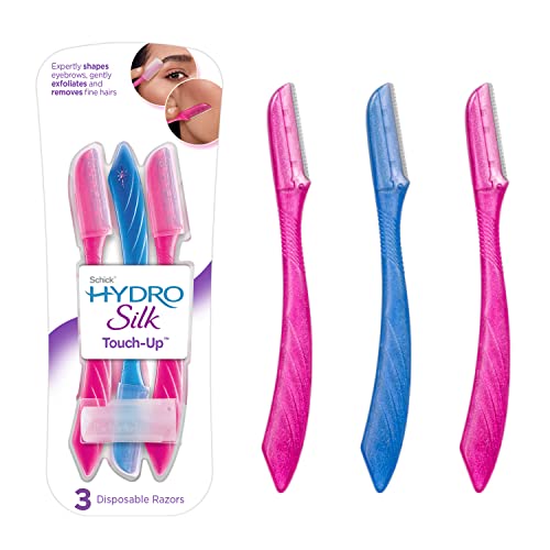 Schick Hydro Silk Touch-Up Exfoliating Dermaplaning Tool, Face & Eyebrow Razor with Precision Cover- 9 Count | Dermaplaning Razor For Women