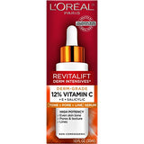 LOreal Paris Revitalift 12% Pure Vitamin C Serum, Vitamin E, Salicylic Acid, Brightening 1 oz + Moisturizer Sample