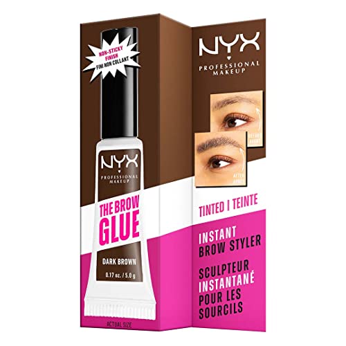 NYX PROFESSIONAL MAKEUP The Brow Glue, Extreme Hold Tinted Eyebrow Gel - Medium Brown