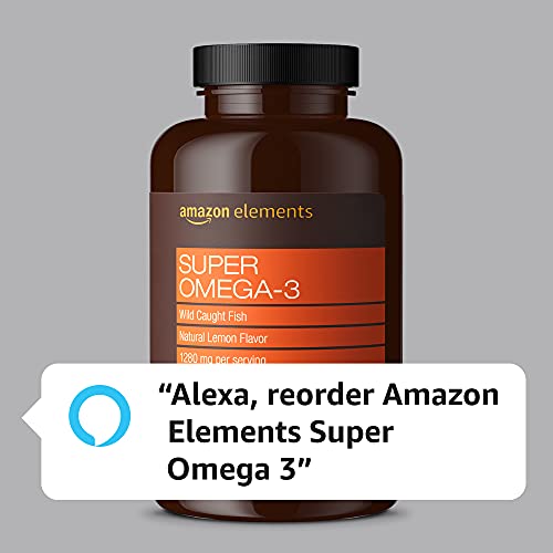 Amazon Elements Super Omega-3 with Natural Lemon Flavor, EPA & DHA Omega-3 fatty acids, 120 Count (1280 mg per serving, 2 Softgels) (Packaging may vary)