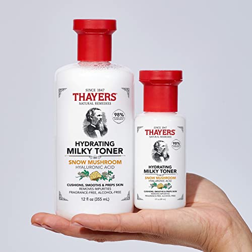 THAYERS Milky Hydrating Face Cleanser with Snow Mushroom and Hyaluronic Acid, Dermatologist Recommended Gentle Facial Wash and Hydrating Skincare for Dry and Sensitive Skin, Paraben Free, 8 FL Oz