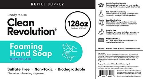 Clean Revolution Foaming Hand Soap Refill Supply | Gentle, Moisturizing | Ready to Use | Unscented | 128 Fl Oz (1 Gallon), Clear, Fragrance Free