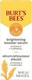 Burts Bees Vitamin C Turmeric Face Serum, Brightens Skin & Visibly Reduces Dark Spots, Fine Lines & Wrinkles, Naturally Hydrating, Lightweight - Brightening Booster Serum (1 oz)