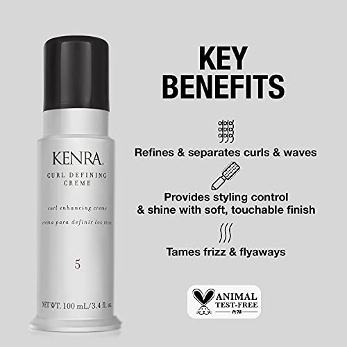 Kenra Curl Defining Crème 5 | Texture Enhancing Styler | Tames Frizz & Flyaways | Refines and Seperates Curls & Waves | Helps Resist Humidity | Medium To Coarse Hair | 3.4 fl. oz