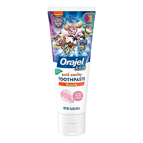 Orajel Kids Paw Patrol Anti-Cavity Fluoride Toothpaste, Natural Fruity Bubble Flavor, 4.2oz Tube