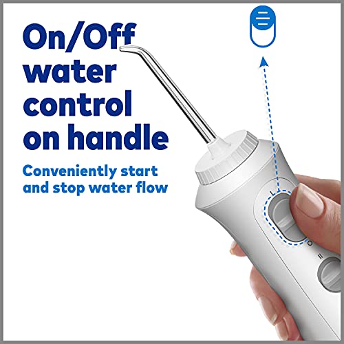 Waterpik Cordless Pearl Rechargeable Portable Water Flosser for Teeth, Gums, Braces Care and Travel with 4 Flossing Tips, ADA Accepted, Charger May Vary, WF-13 White