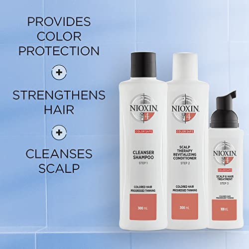 Nioxin System Kit 1, Hair Strengthening & Thickening Treatment, Treats & Hydrates Sensitive or Dry Scalp, Reduces Hair Breakage, For Natural Hair with Light Thinning, Full Size (3 Month Supply)