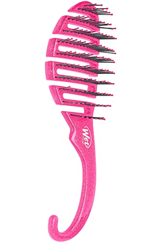 Wet Brush Detangling Brush, Shower Detangler Brush (Pink Glitter) - Wet & Dry Tangle-Free Hair Brush for Women & Men - No Tangle Soft & Flexible Bristles for Straight, Curly, & Thick Hair