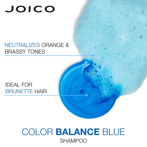 Joico Color Balance Blue Shampoo | For Lightened Brown Hair | Eliminate Brassy Orange Tones | Boost Color Vibrancy & Shine | UV Protection | With Rosehip Oil & Green Tea Extract | 10.1 Fl Oz