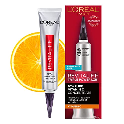 LOreal Paris Revitalift 10% Pure Vitamin C Face Serum, Brighter Skin, Reduced Wrinkles, Fragrance Free 1 0z.