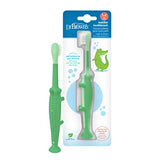 Dr. Brown's Baby and Toddler Toothbrush, Green and Orange Dinosaur 2-Pack, 1-4 Years