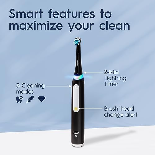 Oral-B iO Series 3 Limited Rechargeable Electric Powered Toothbrush, Black with 2 Brush Heads and Travel Case - Visible Pressure Sensor to Protect Gums - 3 Modes - 2 Minute Timer