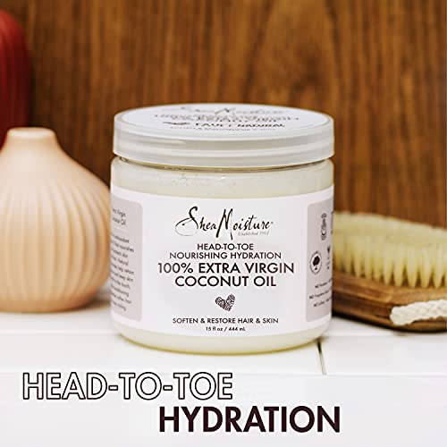 SheaMoisture Body Moisturizer For Dry Skin 100% Extra Virgin Coconut Oil Nourishing Hydration Soften And Restore Skin And Hair 14.5 oz