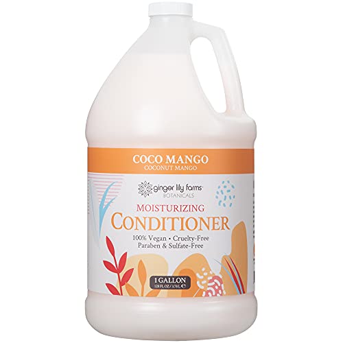 Ginger Lily Farms Botanicals Moisturizing Conditioner for All Hair Types, Coco Mango, 100% Vegan & Cruelty-Free, Coconut Mango Scent, 1 Gallon Refill