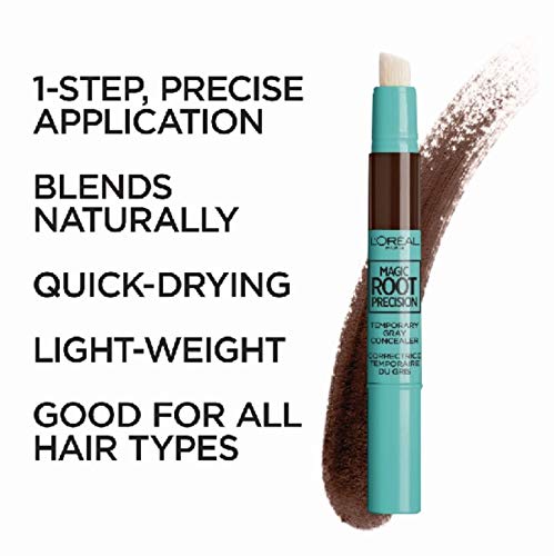 L’Oréal Paris Magic Root Precision Temporary Gray Hair Color Concealer Brush, 4 Dark Brown, 0.05 fl; oz.